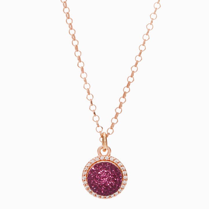 Fuchsia Sparkle Ball™ Halo Necklace Pendant for wholesale by Hillberg & Berk