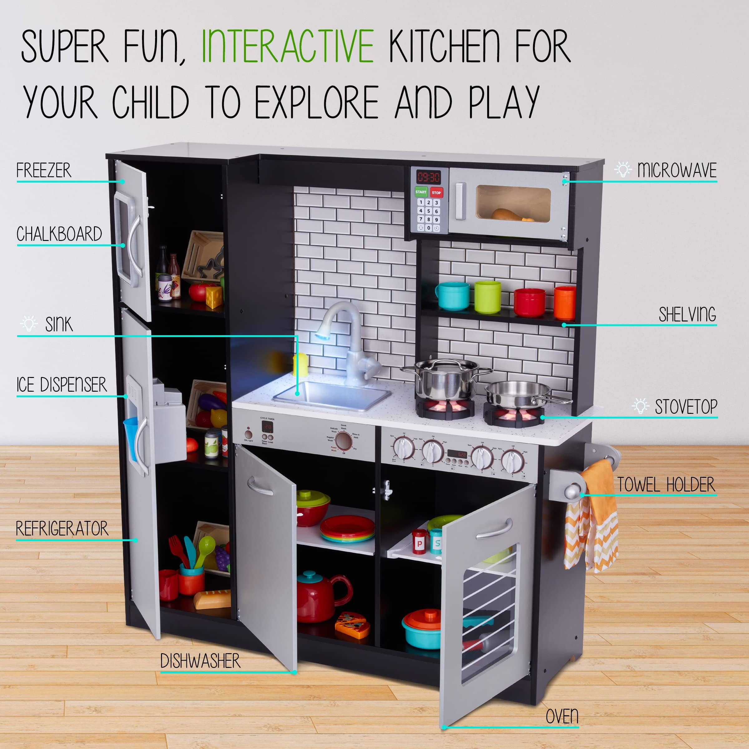 Jumbl - Wholesale Toy Set - Kids - Kids Play Kitchen Set, Wooden Kitchen Playset W/Accesories2
