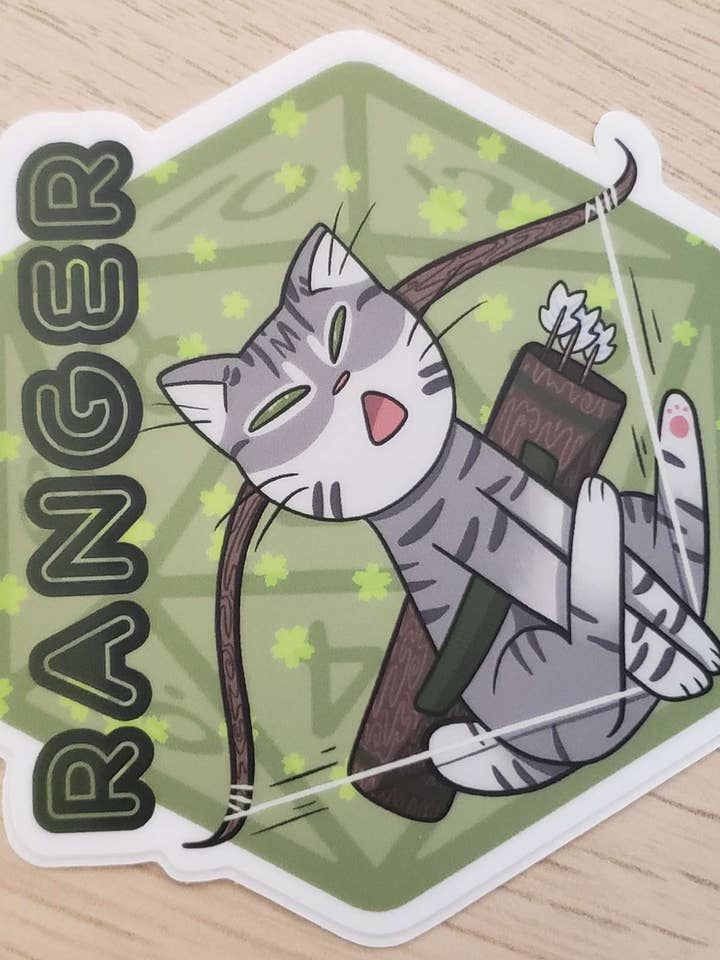 Adhesivo RPG Ranger Cat de Dungeons and Dragons para venta al por mayor de TacticianTactless