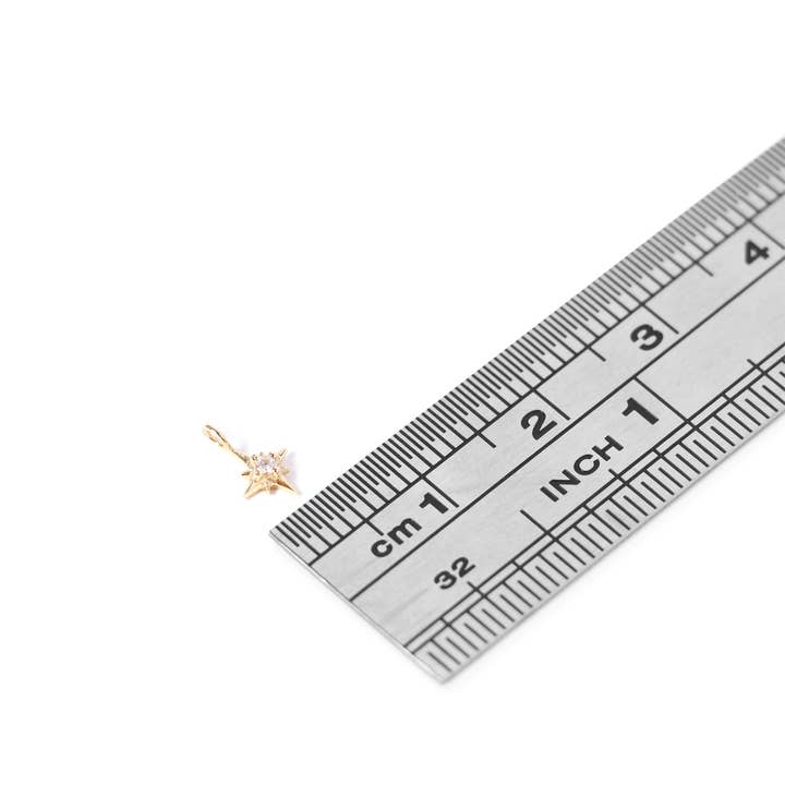 WJW - Wholesale Individual charm/pendant - 14K Solid Gold Diamond Compass Star Charm3