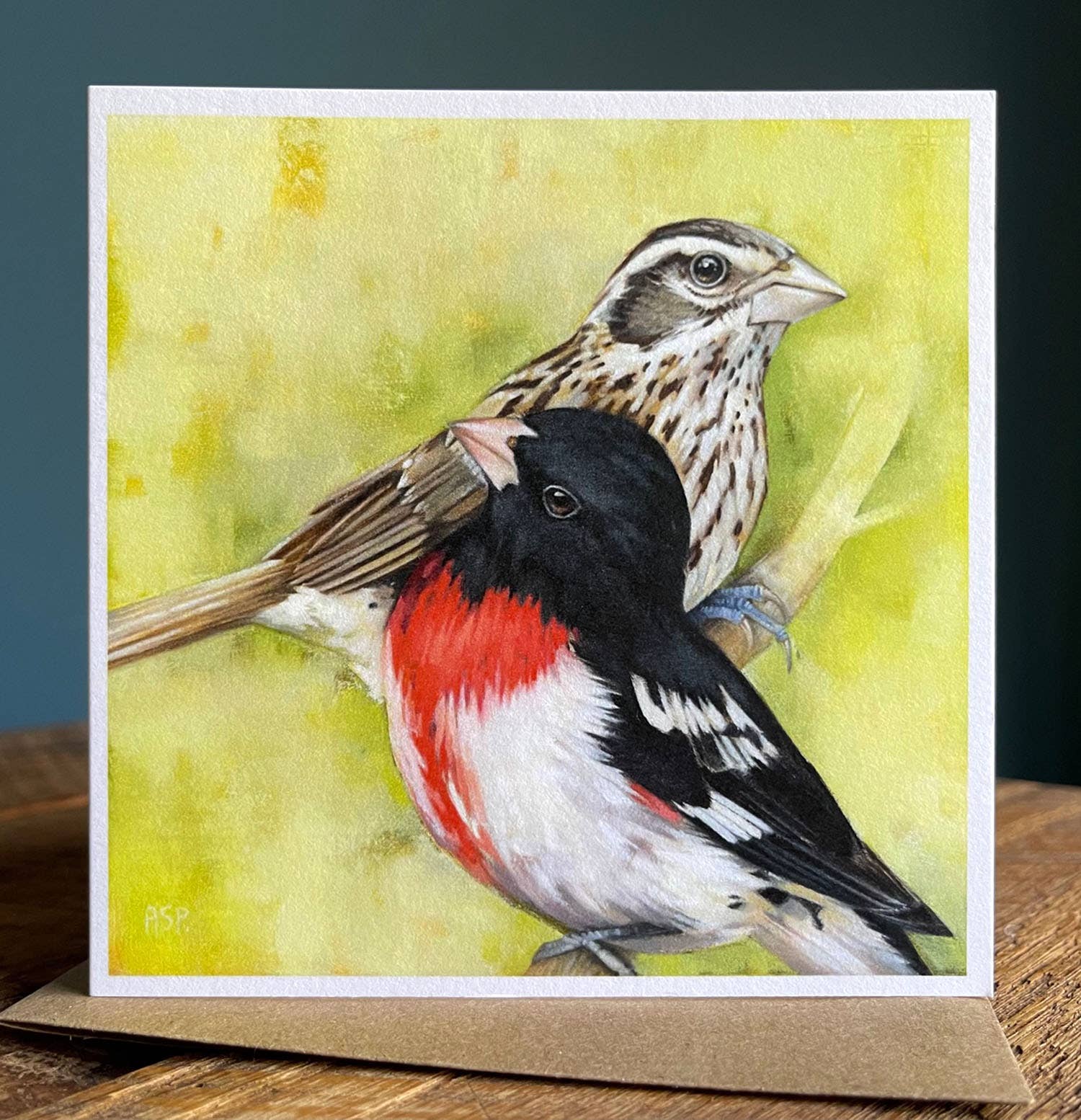 Amy Shawley Paquette - Wholesale Everyday Greeting Card - Rose-breasted Grosbeaks - Blank Note Card1