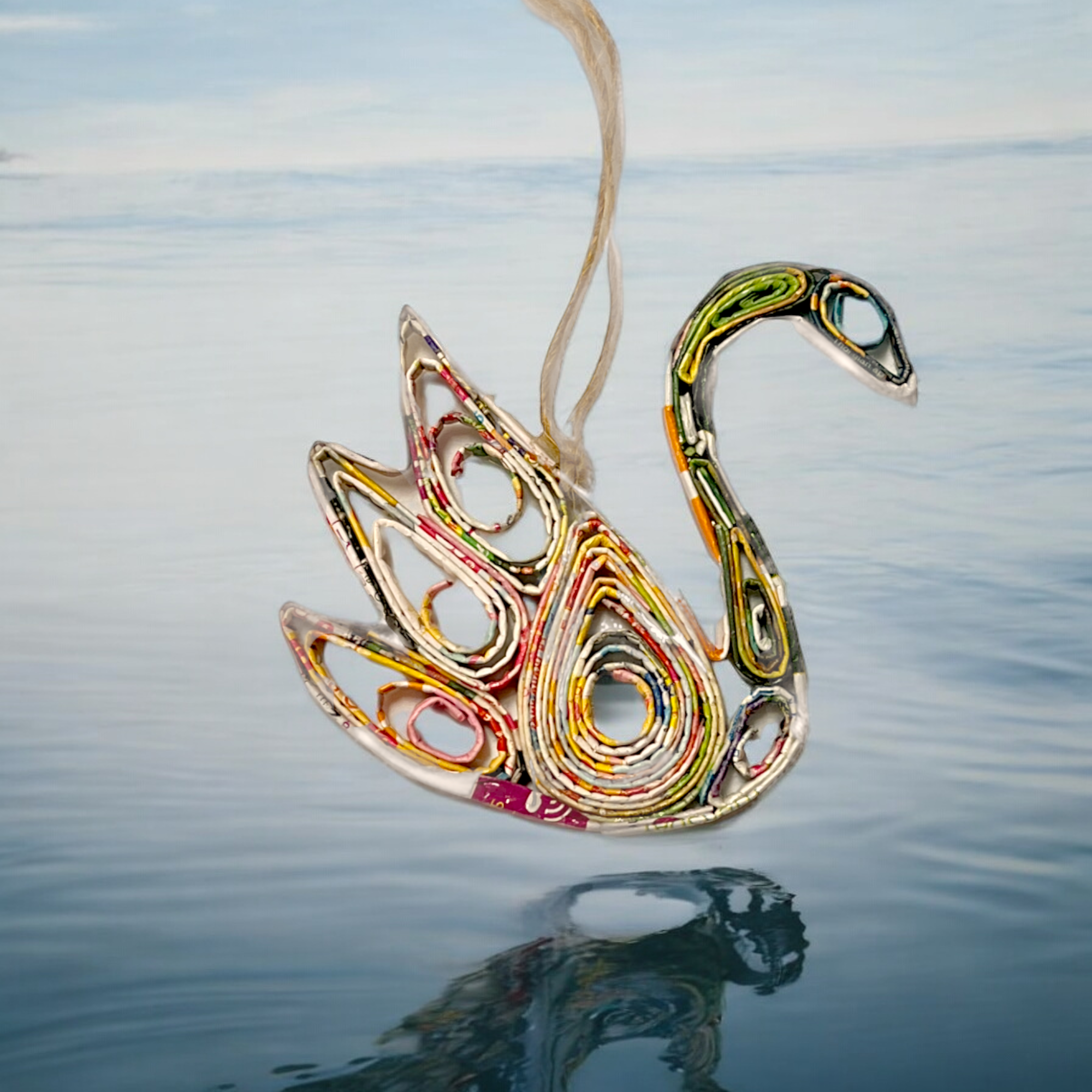 The Upcycled Paper Company – wholesale Ornament – Swan Ornament - Recycled Paper0