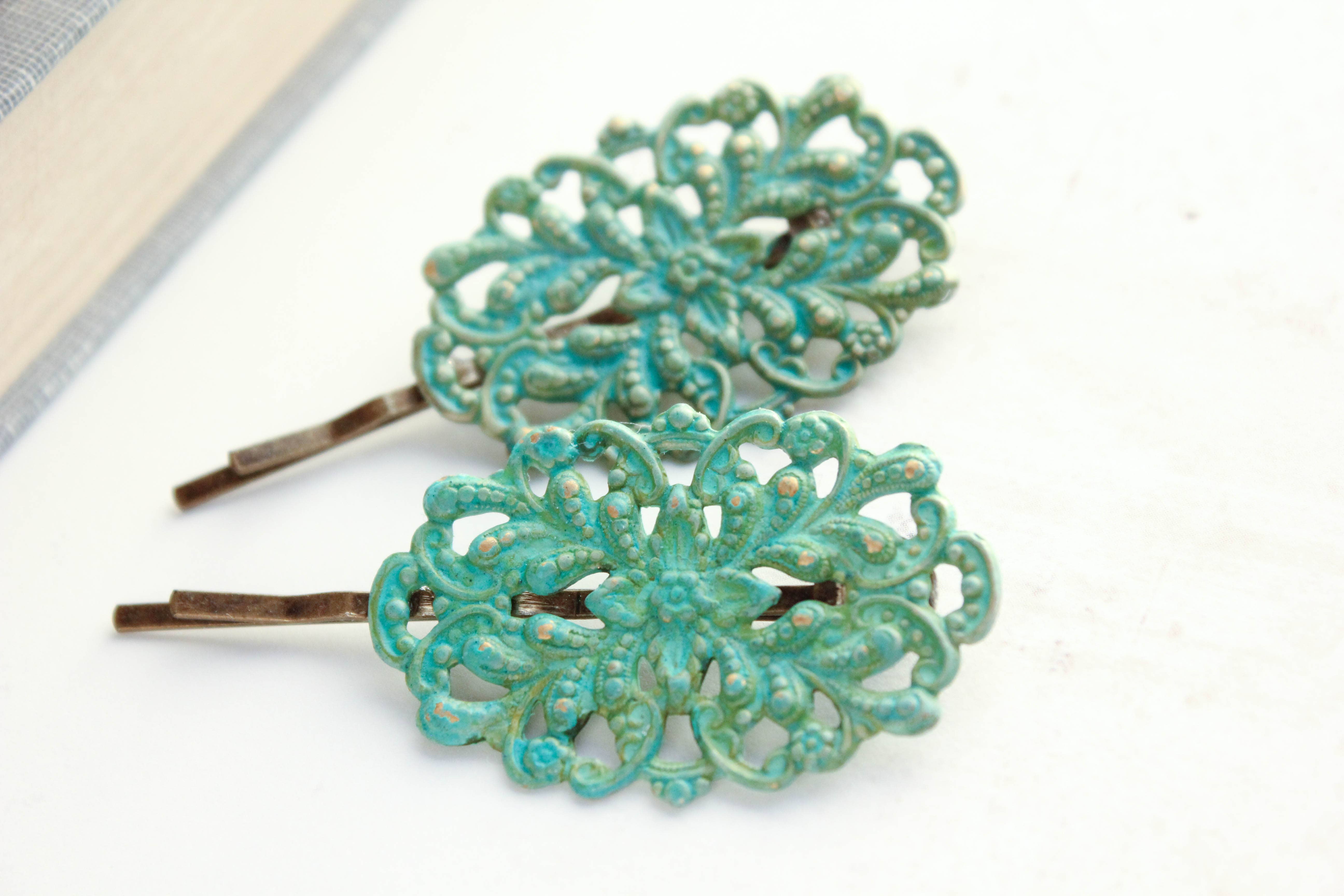 A Pocket of Posies - Wholesale Bobby Pin - Women's - Filigree Bobby Pins - Antiqued Gold Brass - 2 pc2