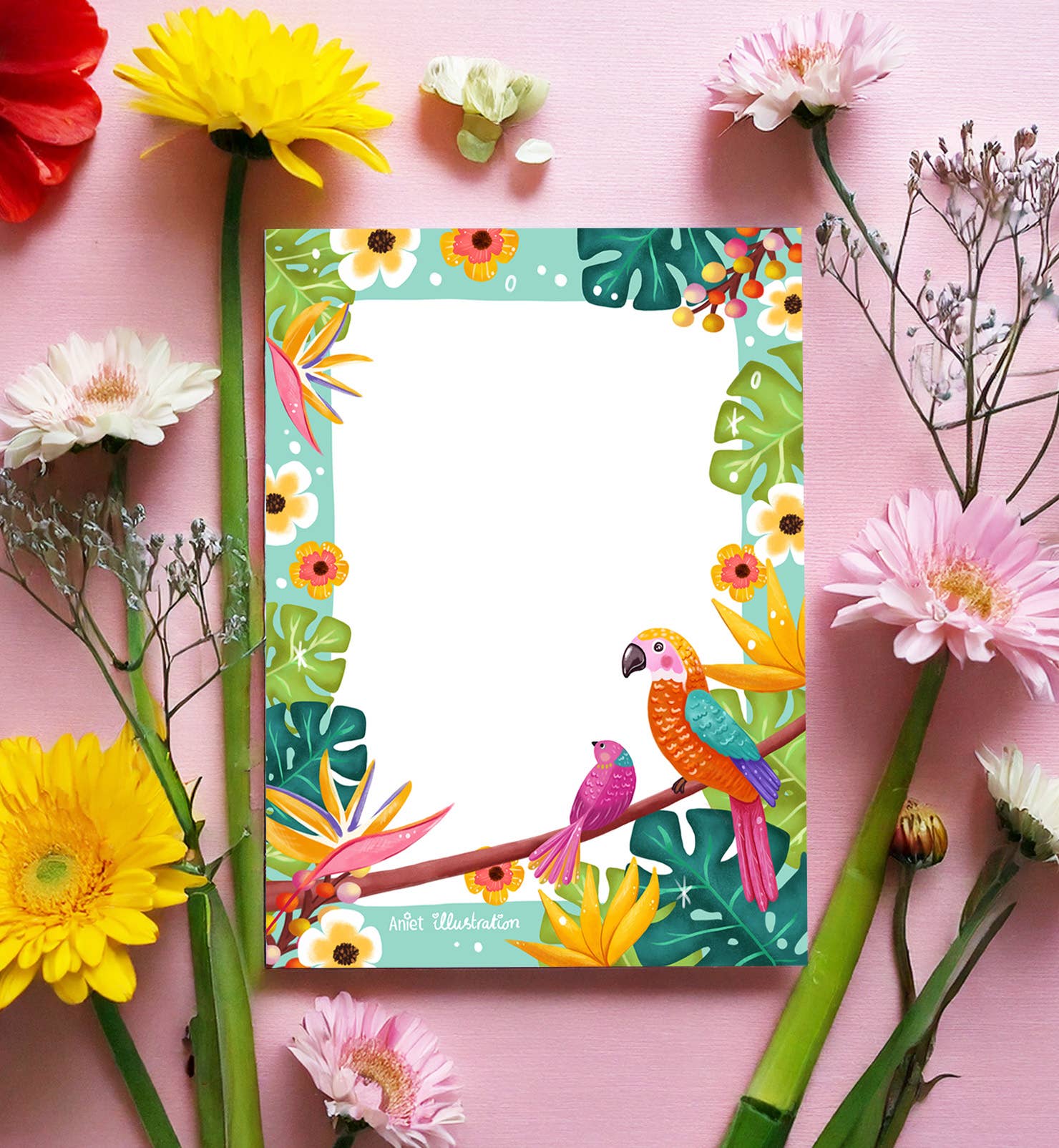 Aniet Illustration - Wholesale Notepad - Notebook A5 tropical birds flowers nature relax spring0