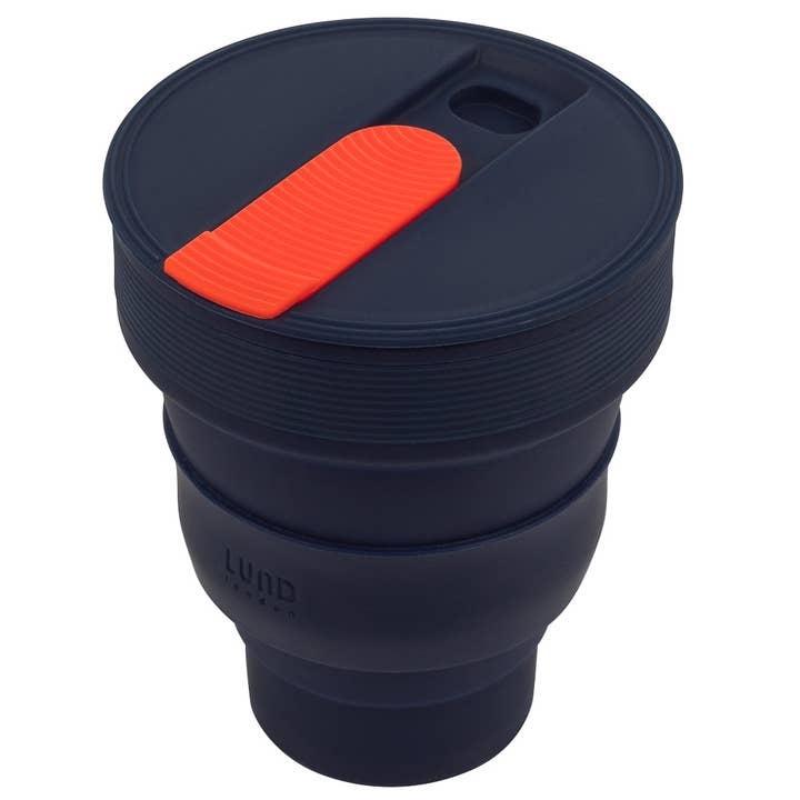 Lund Design House – Großhandel Thermotasse/-becher – Zusammenklappbarer Reise-Kaffeebecher 12oz / 350ml - Indigo
