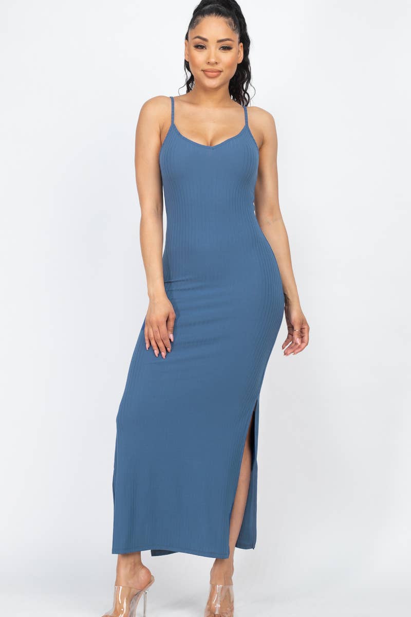 CAPELLA APPAREL - Wholesale Dress - Women's - Ribbed Side Slit Long Cami Dress39