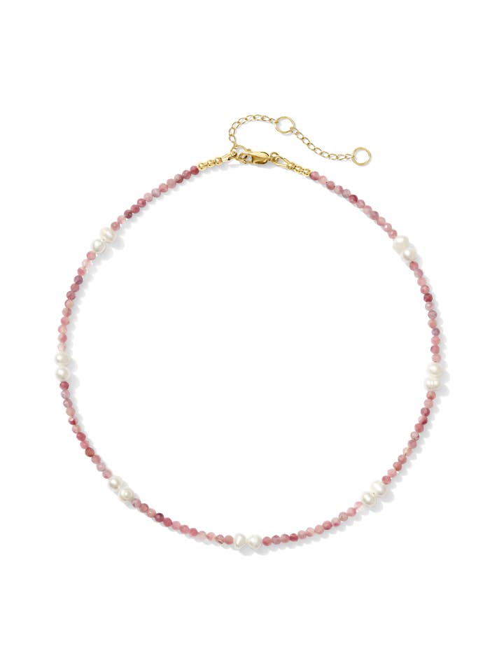 Maui Handgemaakte Parel & Edelsteen Ketting - Roze Toermalijn voor wholesale door Kaylie Dawn Jewelry