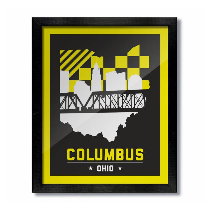 Imprimé Skyline Columbus Jaune et Noir pour la vente par D&W Elements