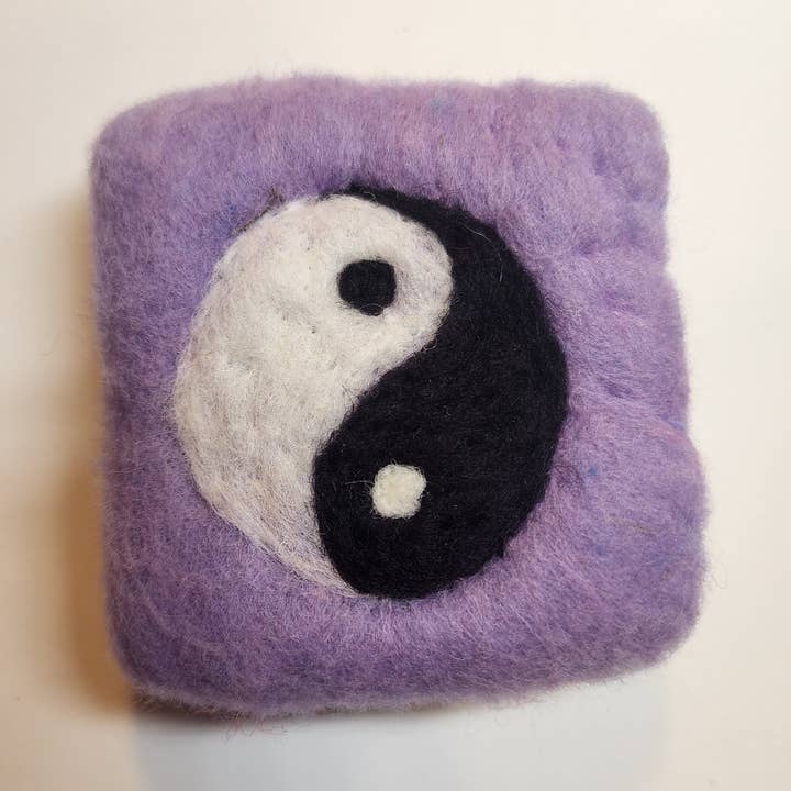 Felted wool soap bar - Ying yang symbol for wholesale by Coastal Felting