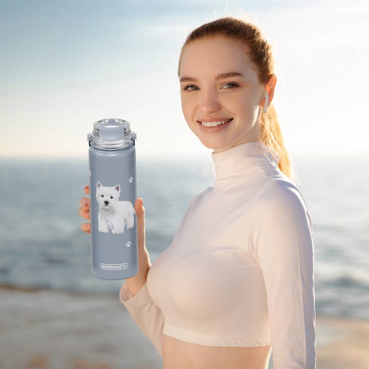E&S Pets - Wholesale Water Bottle - Westie - Stainless Steel Water Bottle - 24oz - Leak Proof
