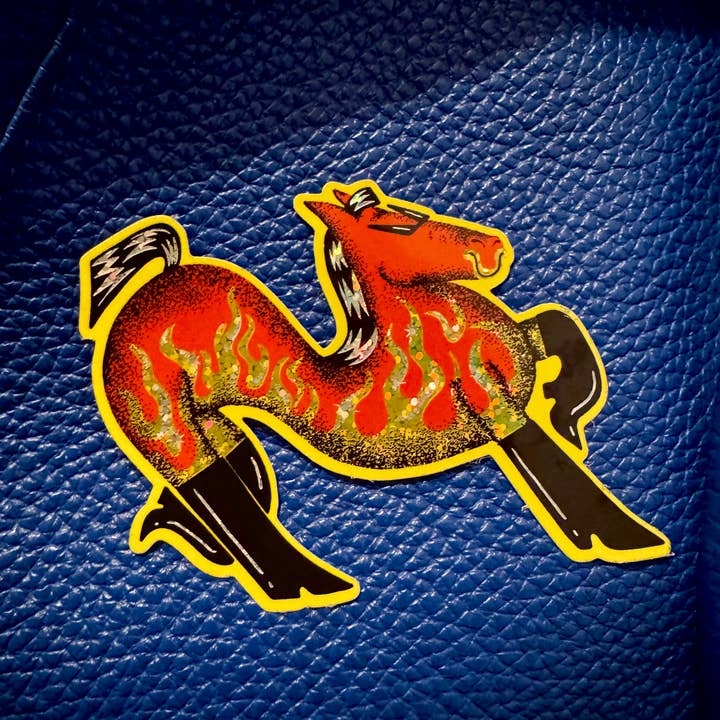 Year of the Fire Horse Glitter Sticker for wholesale by Matagora Club