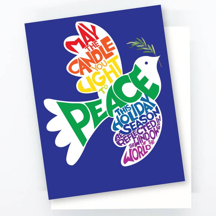 Hanukkah Card | Modern Rainbow Peace Dove for wholesale by The Red Barn Press
