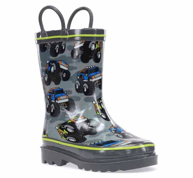Kids Monster Truck Rain Boot - Charcoal for wholesale on Faire1