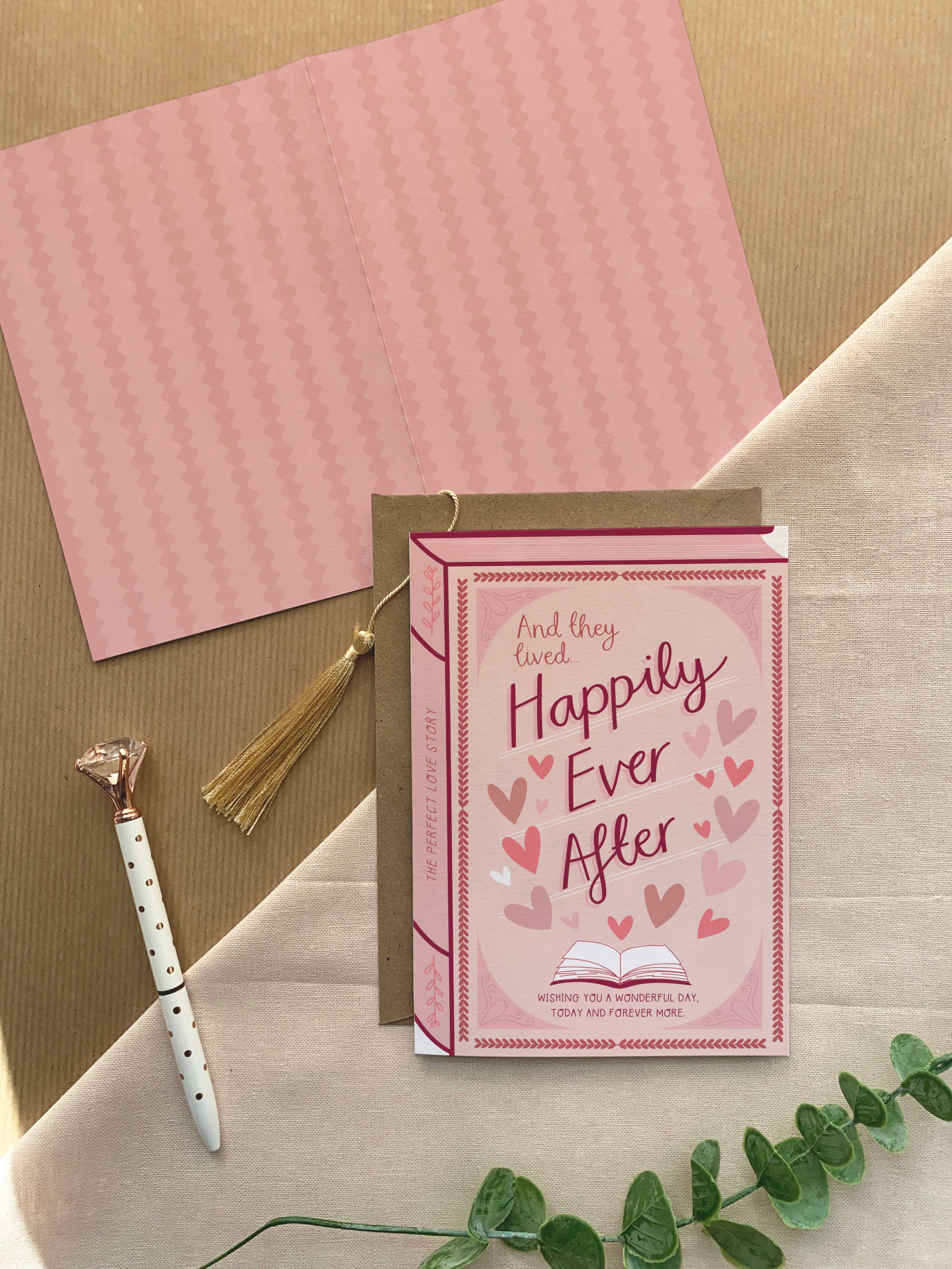 Two For Joy Illustration - Wholesale Wedding Card - Happily Ever After – Luxury Book Anniversary Wedding Card1