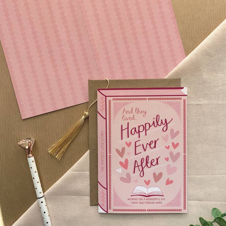 Two For Joy Illustration - Wholesale Wedding Card - Happily Ever After – Luxury Book Anniversary Wedding Card1