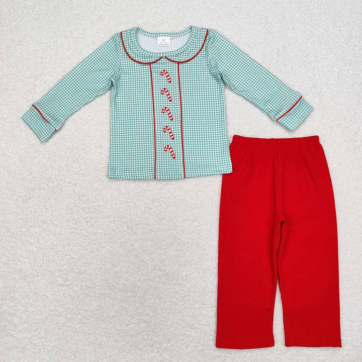 Aier Wholesale - Vente Ensemble haut et pantalon – enfant - Ensembles de vêtements et chemises de Noël en canne à sucre pour bébés garçons