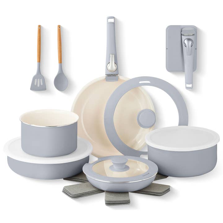 Gotham Steel 18pc Set Detachable Handle in Grey for wholesale by Gotham Steel/Granitestone