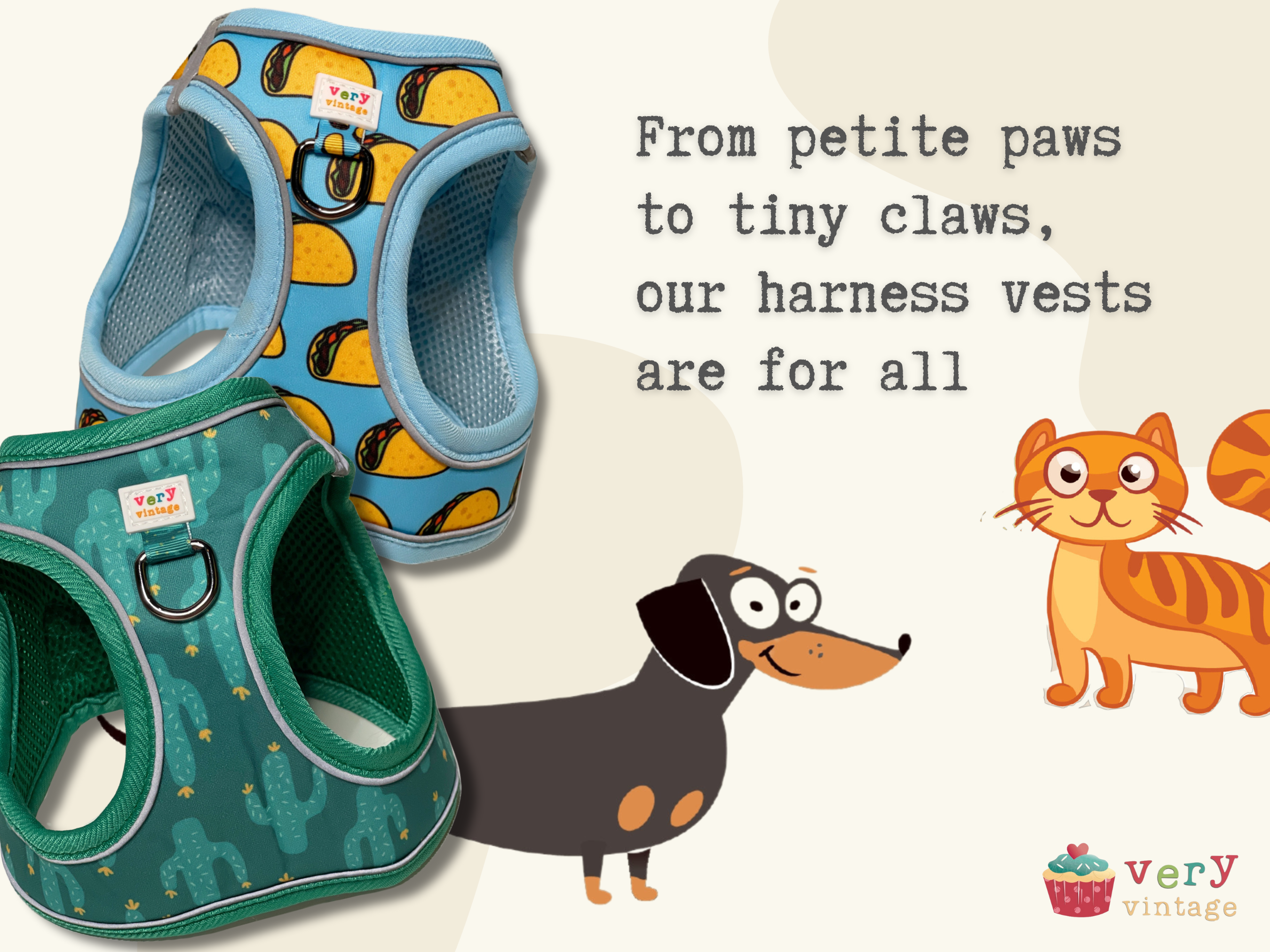 Very Vintage Designs - Wholesale Pet Harness - Dog - Western Cactus Dog Harness – No Pull Vest for Small Dogs8