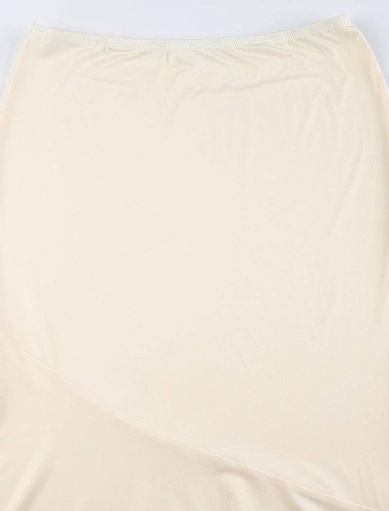 BEIGE Sheer Lace Flare Maxi Skirt for wholesale on Faire8