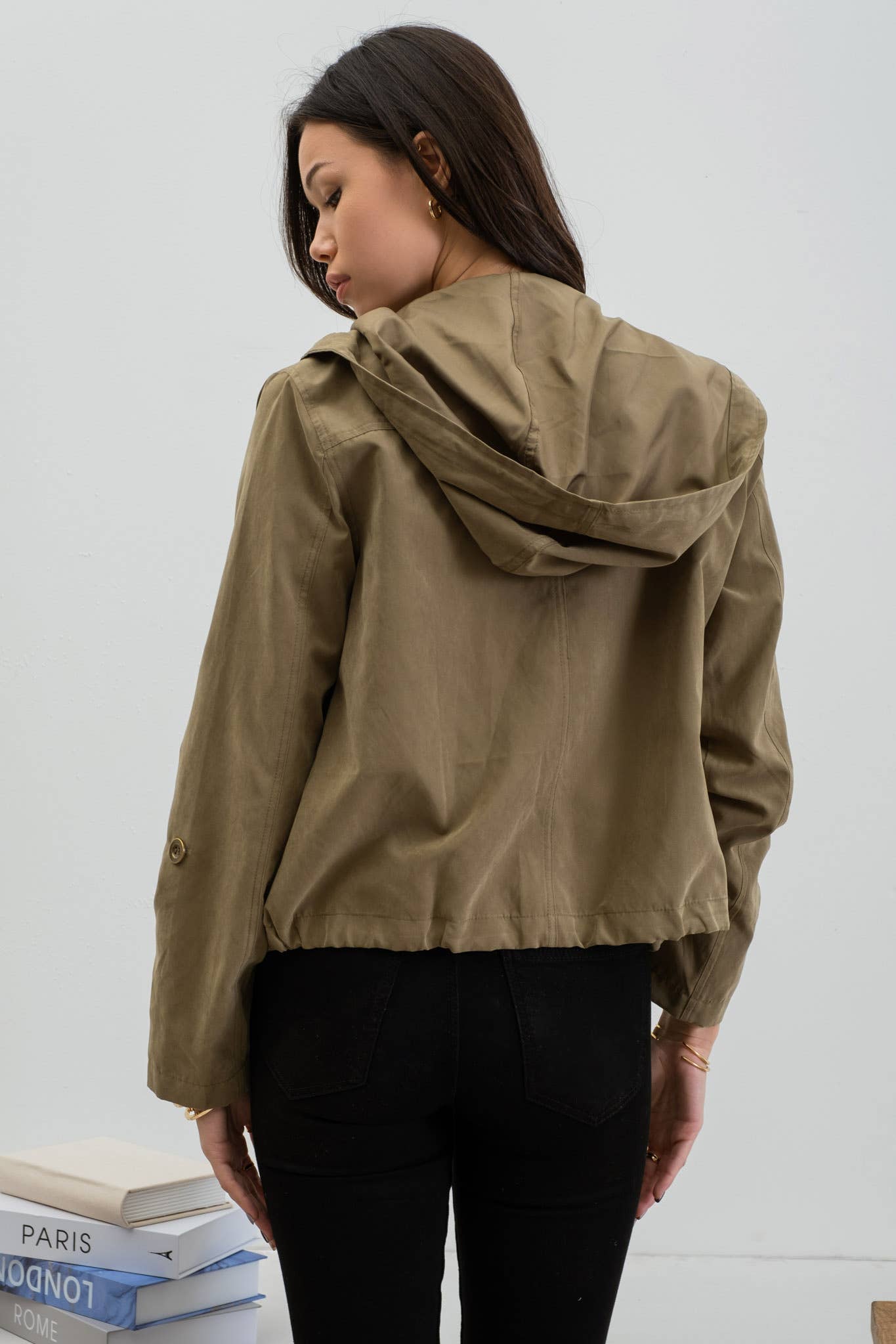 Blu Pepper - Wholesale Jacket - Women's - SNAP BUTTON ZIP UP HOODED JACKET49