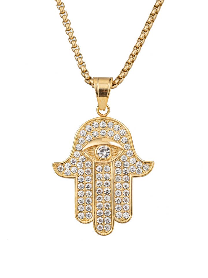 Theodore Hamsa Necklace for wholesale by Eye Candy Los Angeles
