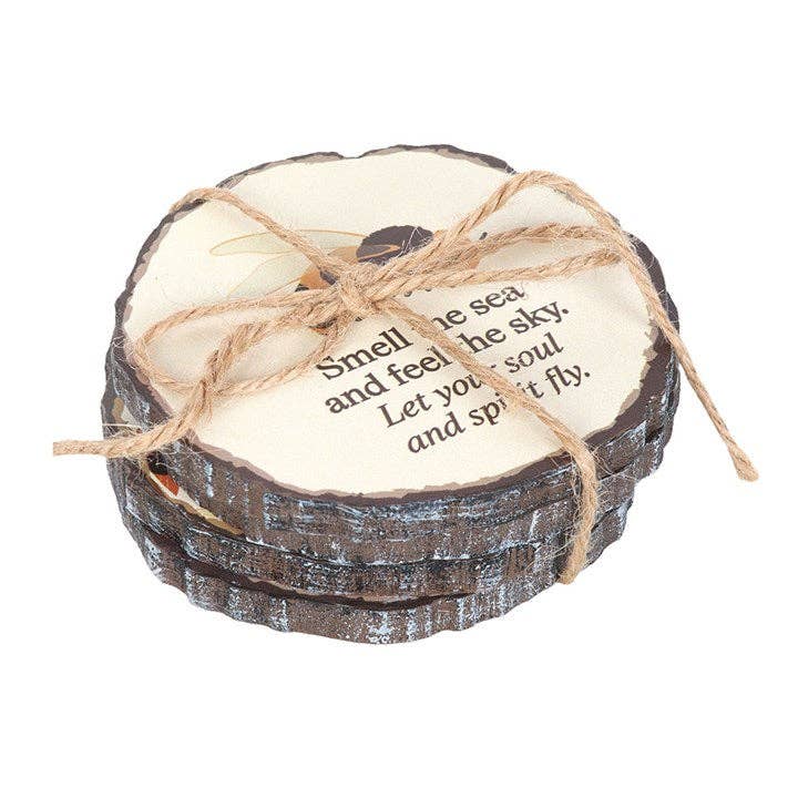 Something Different Wholesale – wholesale Coasters – Bee Radiant Wood Slice Effect Coaster Set2
