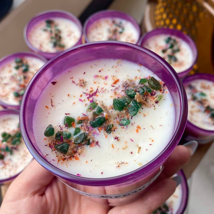 Sapphire & Sage - Wholesale Jar/filled candle - Witches Brew Crystal Candle1