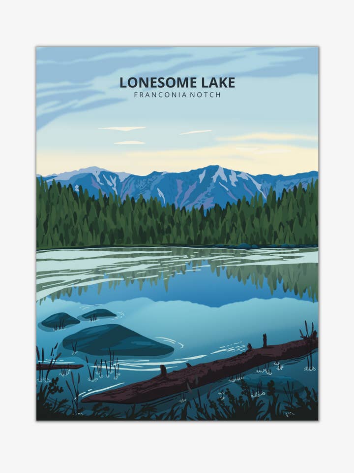 New Hampshire | Lonesome Lake Print for wholesale by Boreas Design Shop