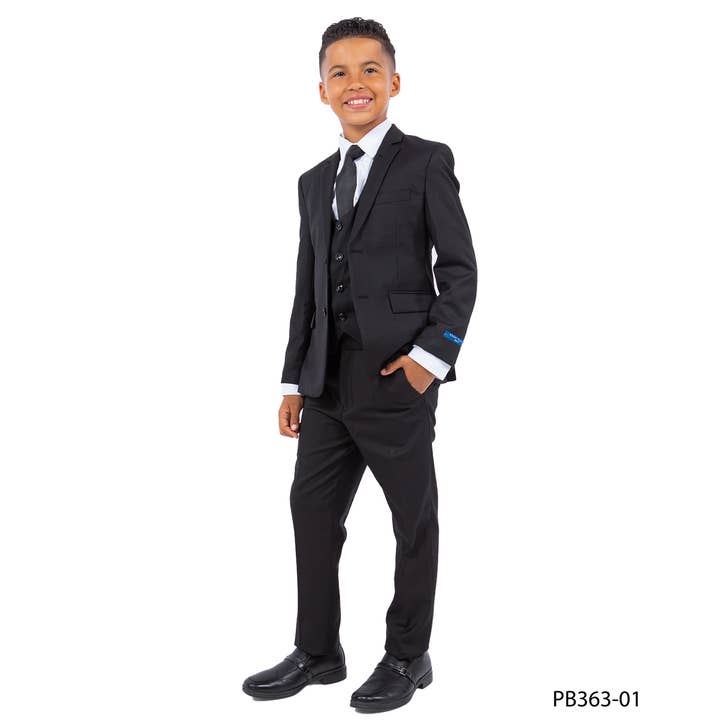 Black Perry Ellis Boys Suit, Slim-Fit 5pc (Includes Tie) for wholesale by Suits America