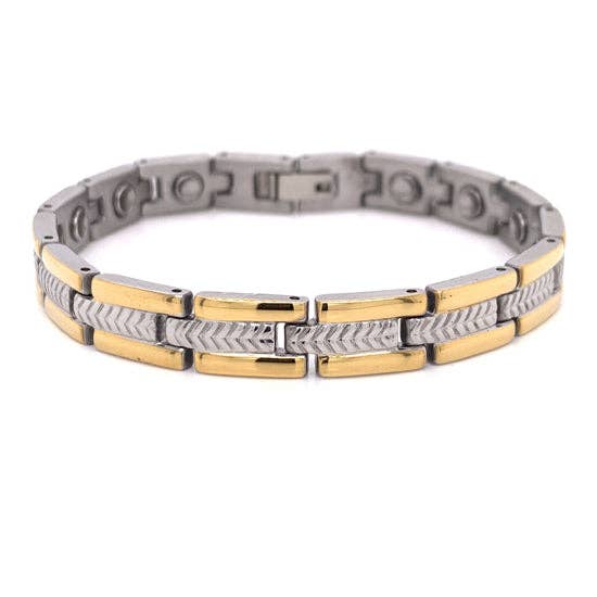 WJW - Wholesale Bangle Bracelet - 18K Gold PVD Coated Stainless Steel Magnetic Bracelet