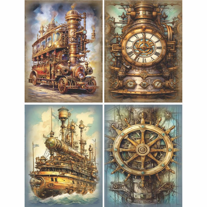 Craft Kreatively - Wholesale Craft supplies - Steampunk Machine Decoupage Rice Paper - A4 - 6pc – Craft1