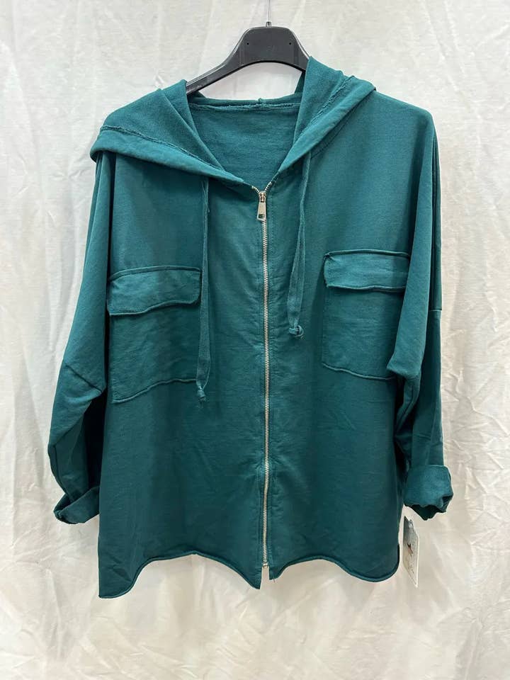 Mimi & Gogo - Wholesale Hoodie - Women's - Hooded jacket with zip and pockets @8633_GZipPoches14