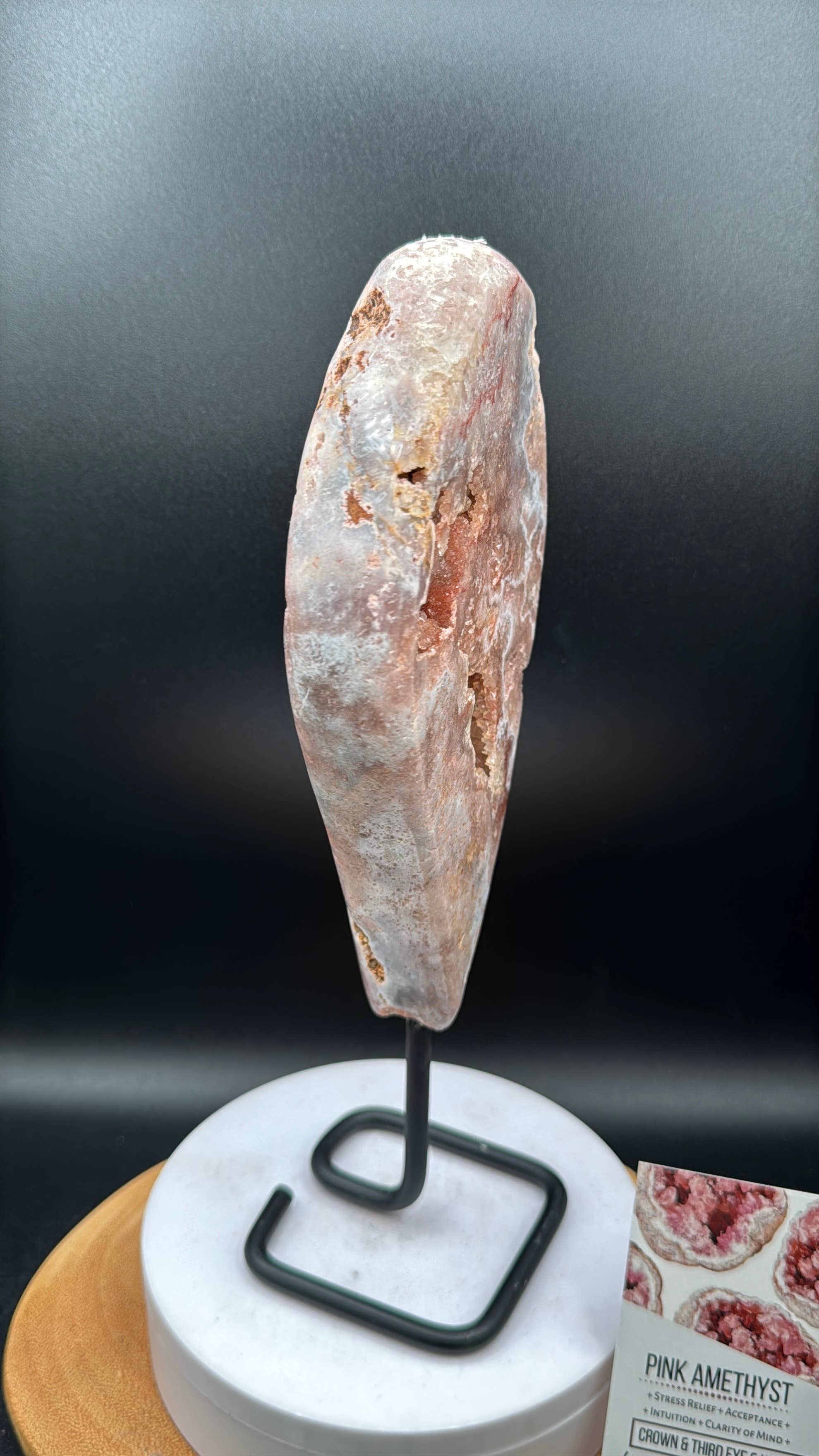 The 7 Directions - Wholesale Spiritual Stone/Crystal - Pink amethyst free form from Brazil w/ info card H2115