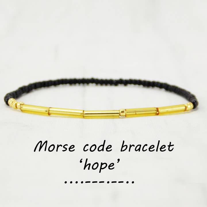 Hope Morse Code Mantra Bracelet Thin String Secret Message Motivational Word Never Give Up Inspirational Sign Kindness Meaningful Faith for wholesale by Ninolia