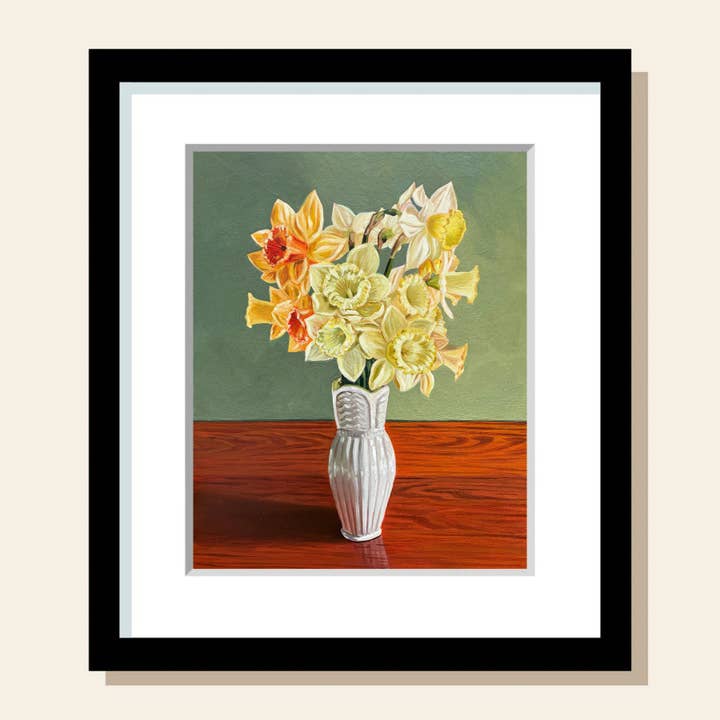 Daffodil Painting Classic Dramatic 8"x10" Art Print for wholesale by Painting With James