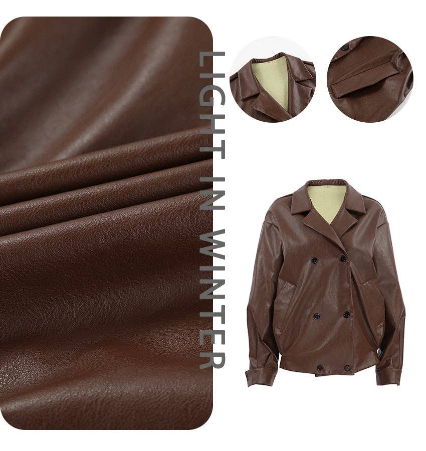 world apparel - Wholesale Leather Jacket - Women's - 2025 Vintage Brown Leather Winter Jacket Timeless Chic4