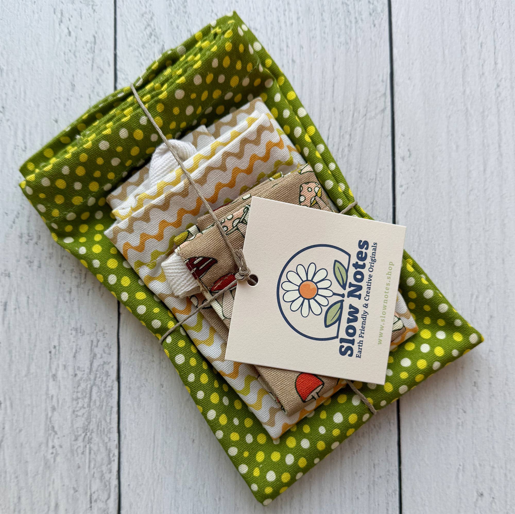 Slow Notes - Wholesale Gift Bag Set/Pack - Reusable Gift Bag Trio – 3-Piece Organic Cotton Set2