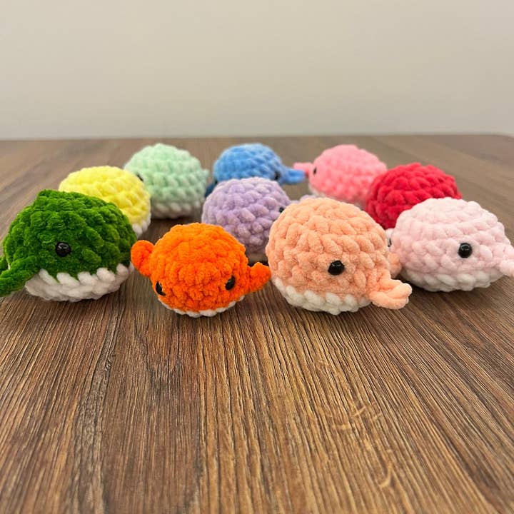 Emel Crochet - Wholesale Stuffed/Plush Toy - Kids & Baby - Mini Velvet Whale Keychain – Soft Handmade Ocean Charm6