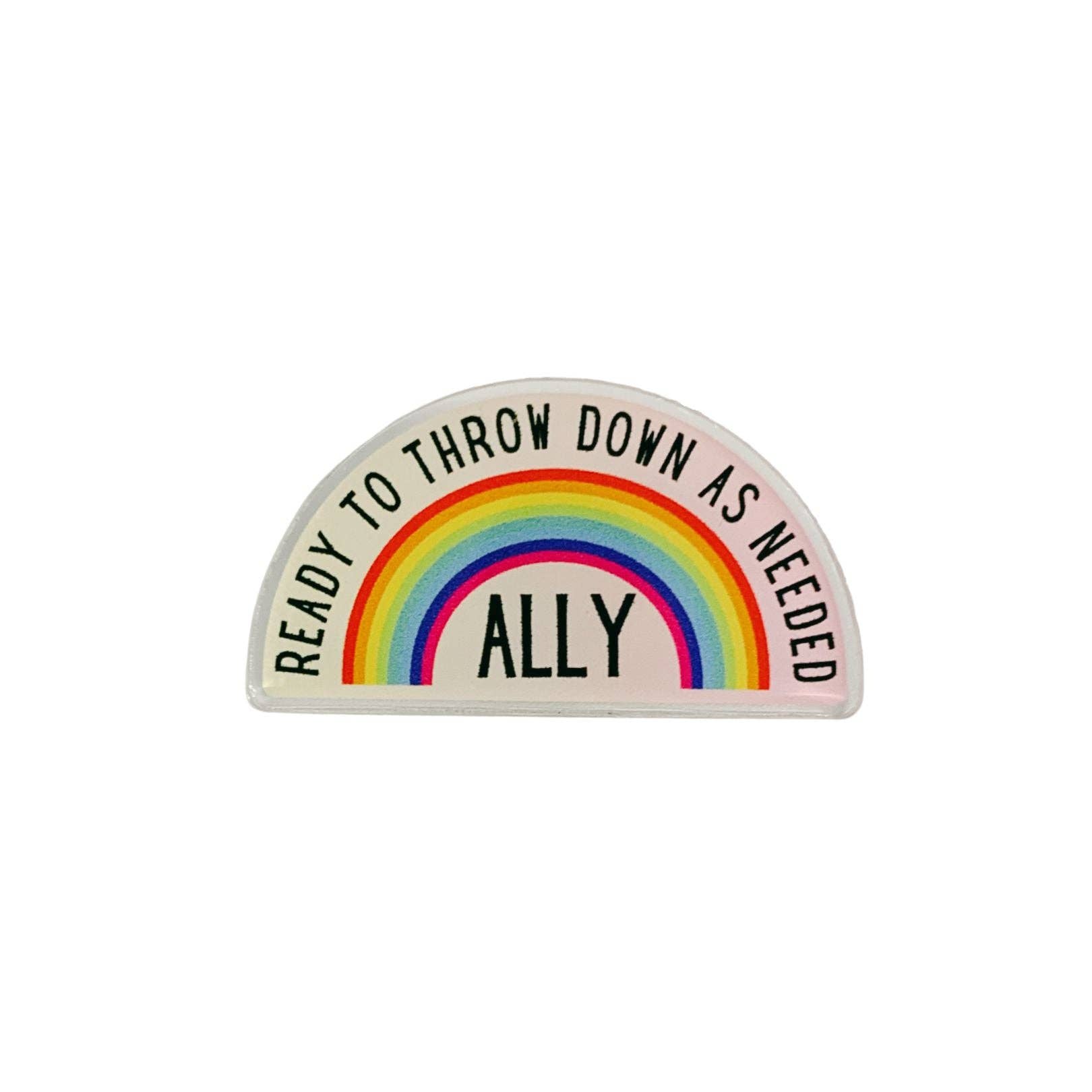 GetBullish - Vente Épinglettes/boutons - Pin's arc-en-ciel LGBTQ « Ally » en acrylique transparent2