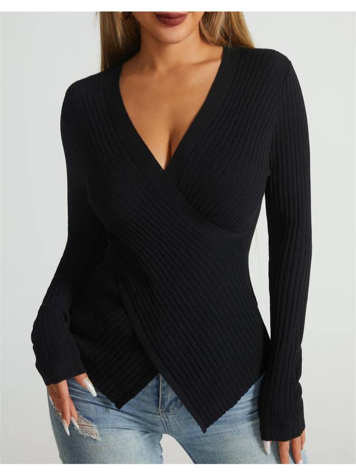 Rosa Clothing - Wholesale Knit Top - Women's - Long sleeved slim sweater knit top