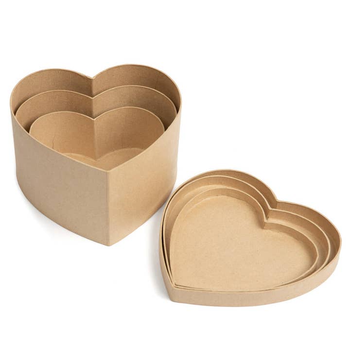 Factory Direct Craft - Wholesale Gift Box - Premade 3-Piece Nested Paper Mache Heart Box Set3