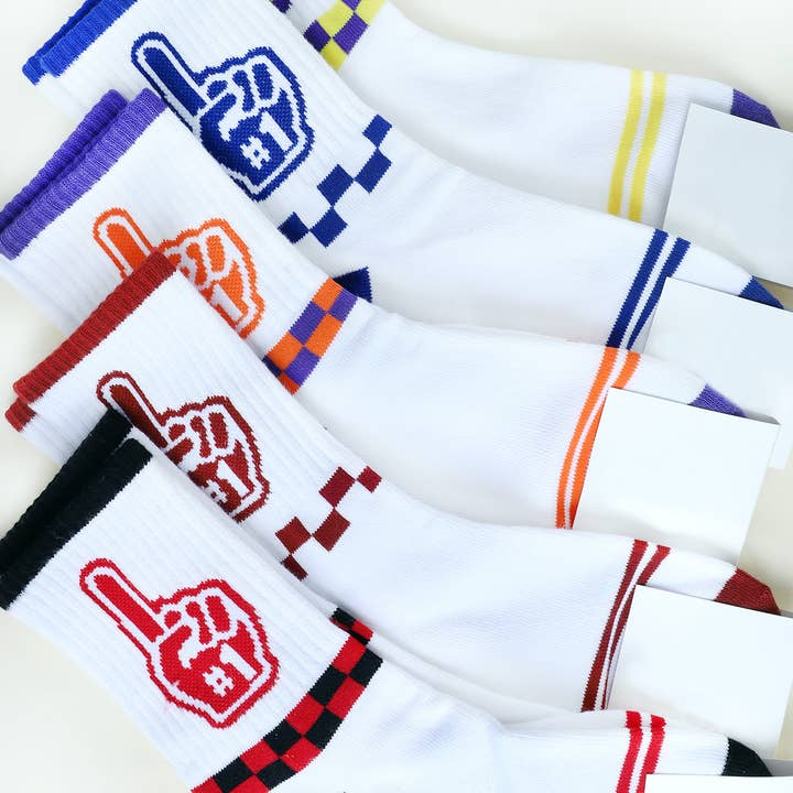 SP Sophia Collection - Wholesale Socks - Women's - Foam Hand Graphic Cotton Knit Women's Crew Socks