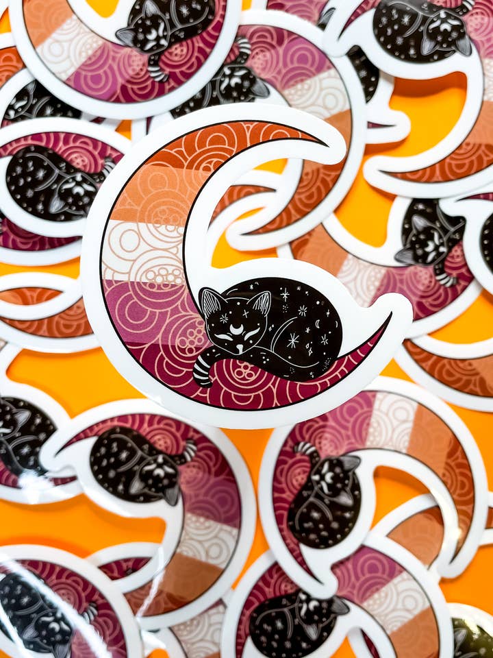 Lesbisk måne LGBTQ+klistermærke for engroshandel hos Rainbow Certified