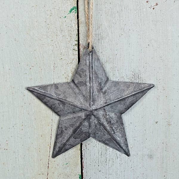 Holiday Depot Inc. - Wholesale Ornament - M10798- Metal Star Ornament-Distressed Gray-