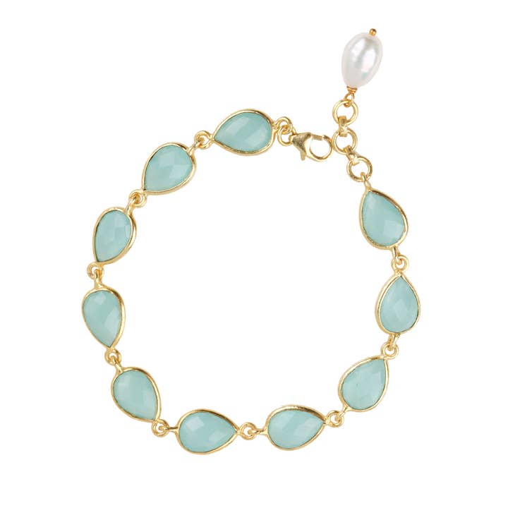 Little Rock Aqua kalcedon ædelsten armbånd for engroshandel hos Van Peterson Designs