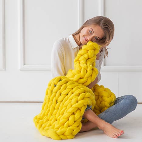 woolexperts – wholesale Throw blanket – Chunky knit blanket 100% merino wool arm knit30x50"-80x130cm4