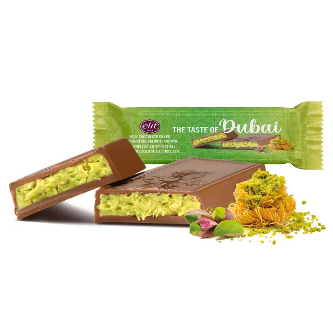 Aladdin - Wholesale Chocolate Bar - Elit Dubai Milk Chocolate Pistachio Cream Kataifi 30g Halal1