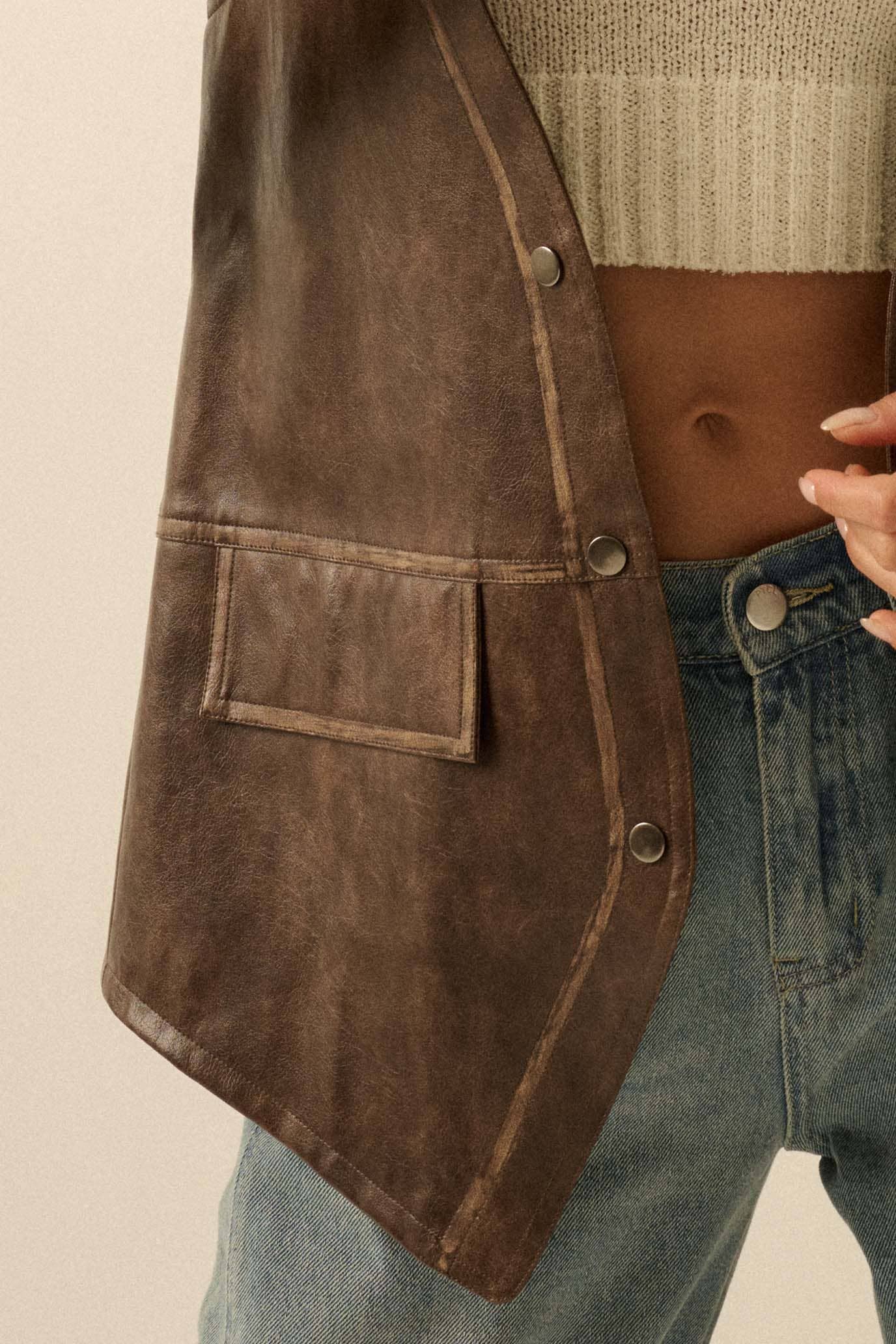 Promesa USA - Wholesale Outerwear Vest - Women's - Faux Leather Snap-Front Vest4