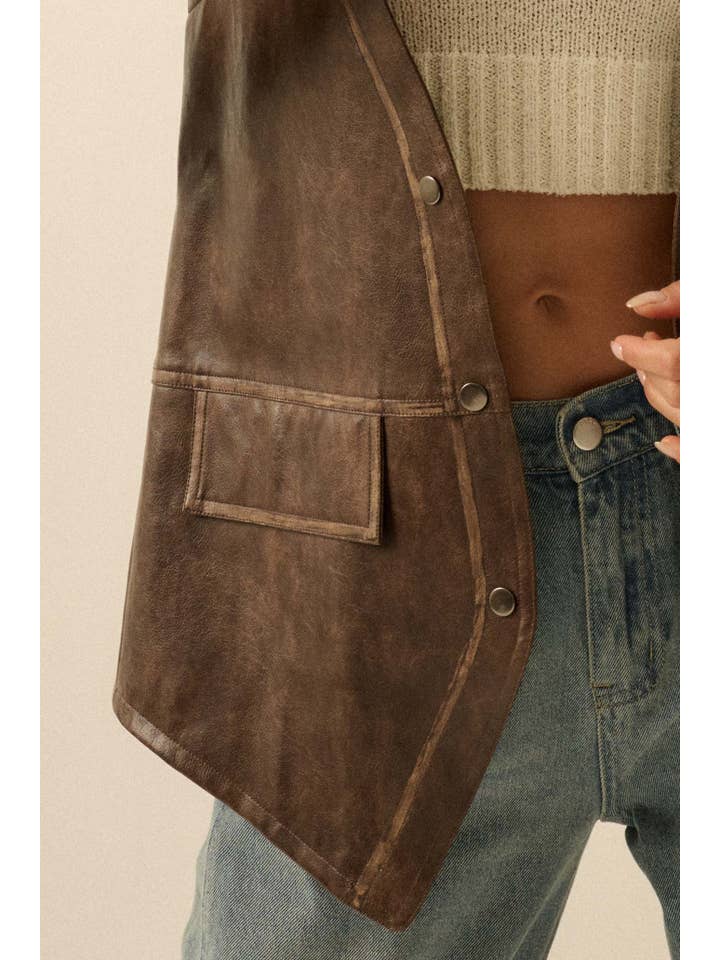 Promesa USA - Wholesale Outerwear Vest - Women's - Faux Leather Snap-Front Vest4