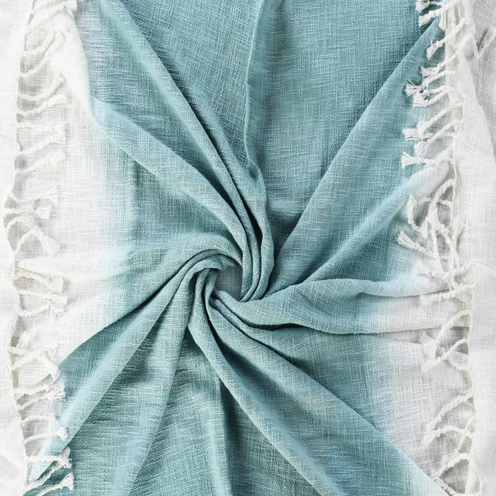 LR Home - Wholesale Throw Blanket - Hand-Dyed Color-Block Lightweight Cotton Throw With Fringe13